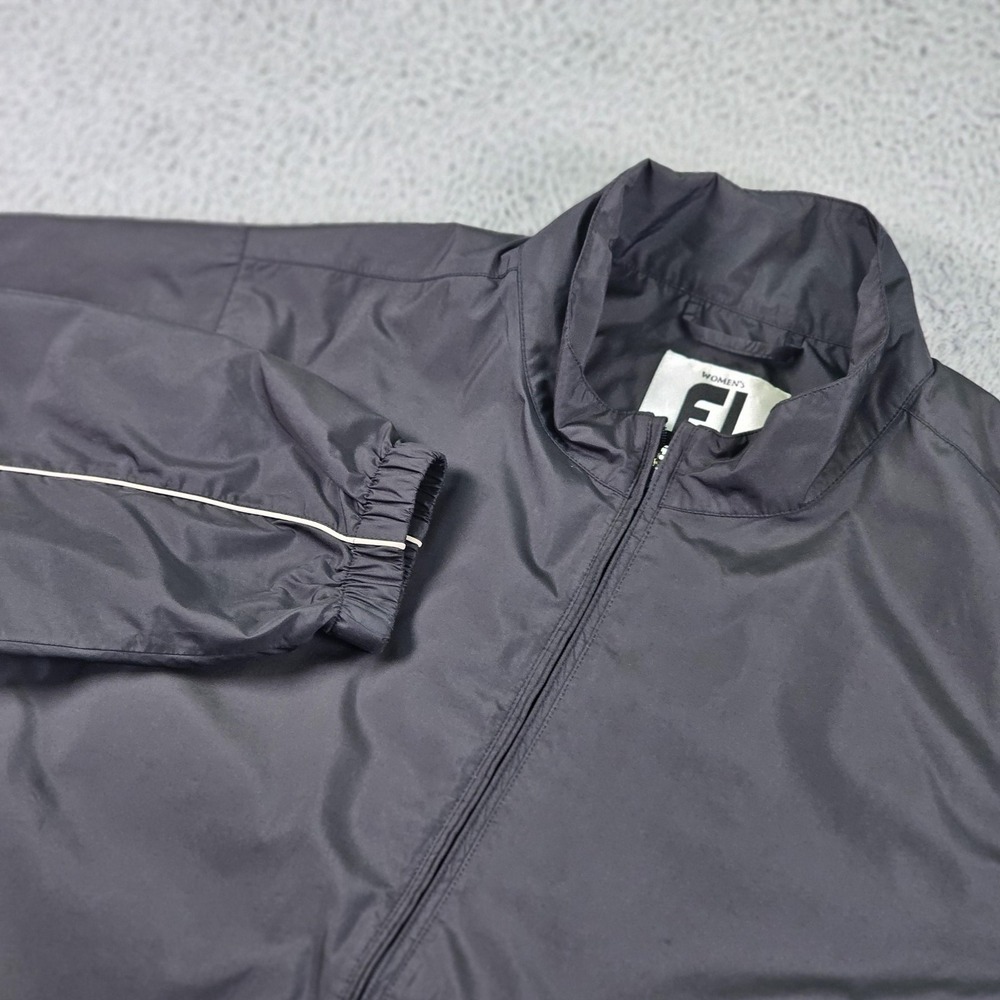 FootJoy Jacket Womens XL Gray White Full Zip Golf Windbreaker FJ Zip Pockets